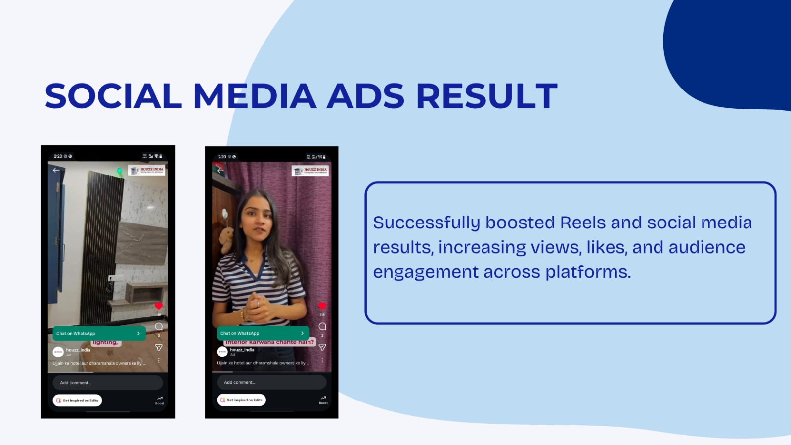 Social media ads results
